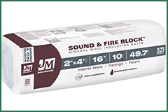 JM sound and fire block mineral wool insulation product
